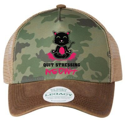 Quit Stressing Meowt Funny Meditation Lotus Seat Cat Yoga Legacy Tie Dye Trucker Hat