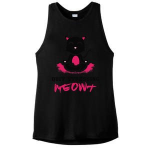 Quit Stressing Meowt Funny Meditation Lotus Seat Cat Yoga Ladies PosiCharge Tri-Blend Wicking Tank