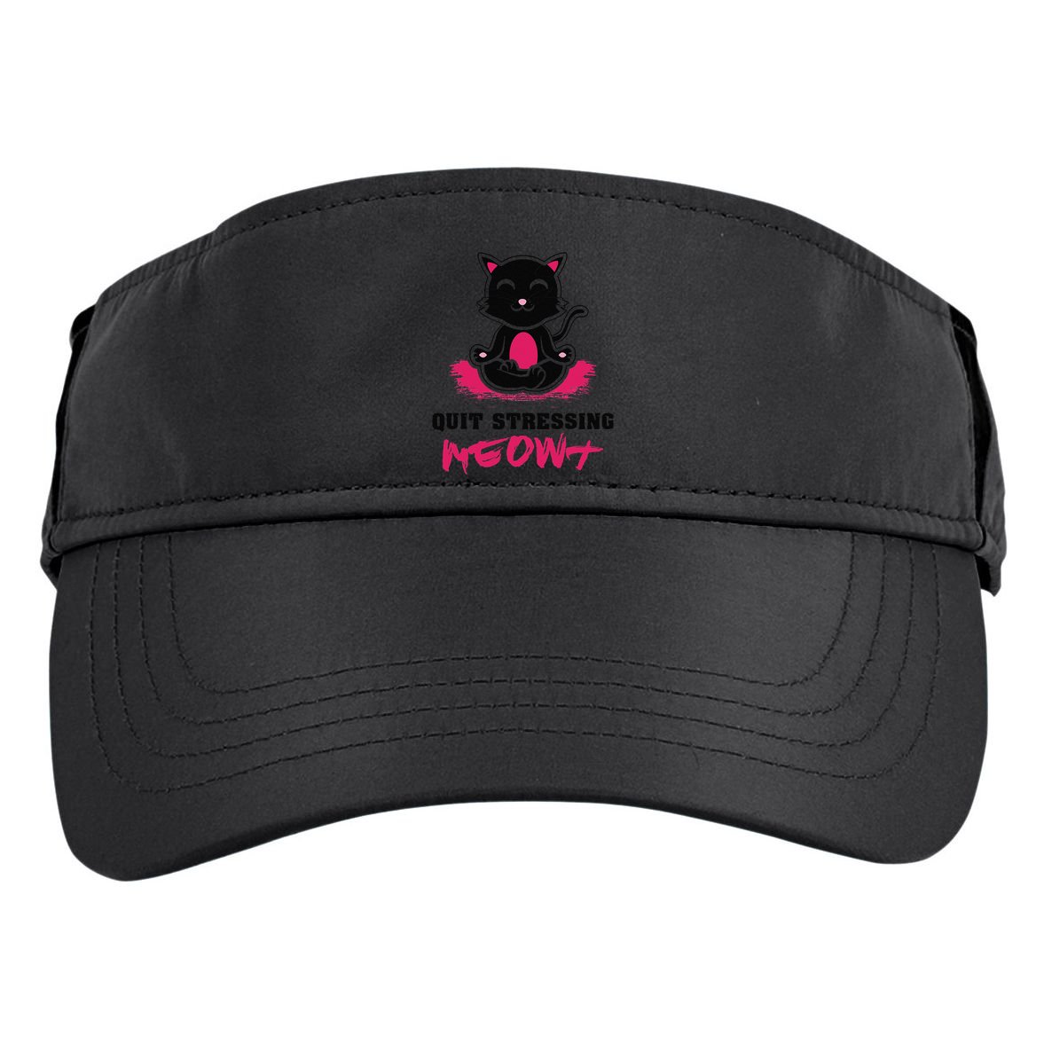 Quit Stressing Meowt Funny Meditation Lotus Seat Cat Yoga Adult Drive Performance Visor