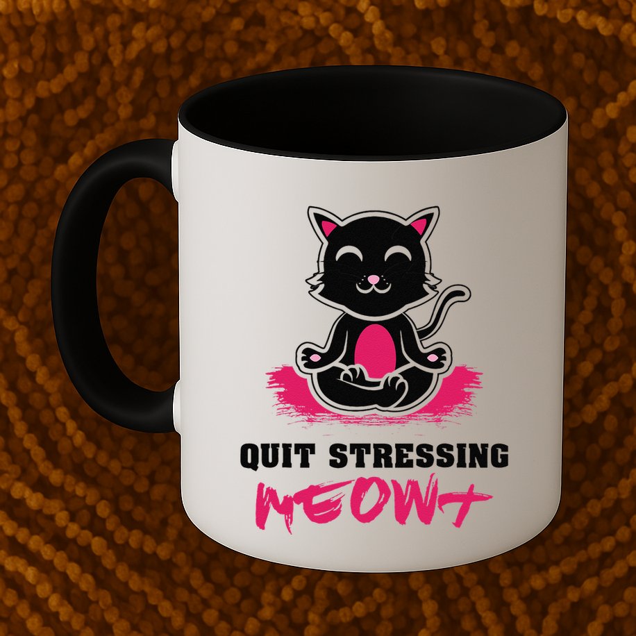 Quit Stressing Meowt Funny Meditation Lotus Seat Cat Yoga Mug