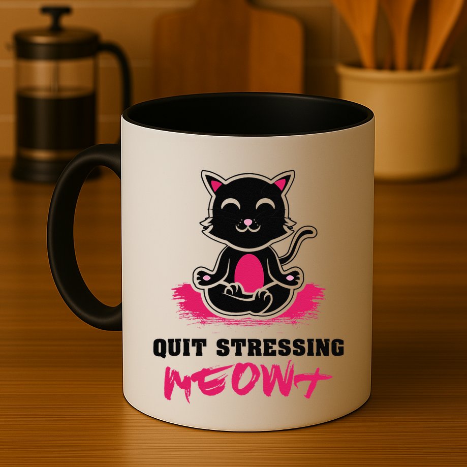 Quit Stressing Meowt Funny Meditation Lotus Seat Cat Yoga Mug