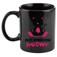 Quit Stressing Meowt Funny Meditation Lotus Seat Cat Yoga 11oz C Handle Ceramic Mug