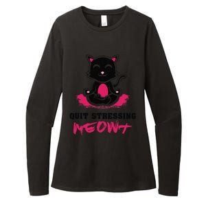 Quit Stressing Meowt Funny Meditation Lotus Seat Cat Yoga Womens CVC Long Sleeve Shirt