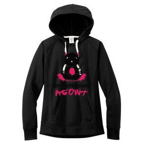 Quit Stressing Meowt Funny Meditation Lotus Seat Cat Yoga Women's Fleece Hoodie