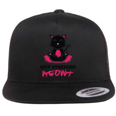 Quit Stressing Meowt Funny Meditation Lotus Seat Cat Yoga Flatbill Hat