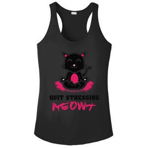 Quit Stressing Meowt Funny Meditation Lotus Seat Cat Yoga Ladies PosiCharge Competitor Racerback Tank