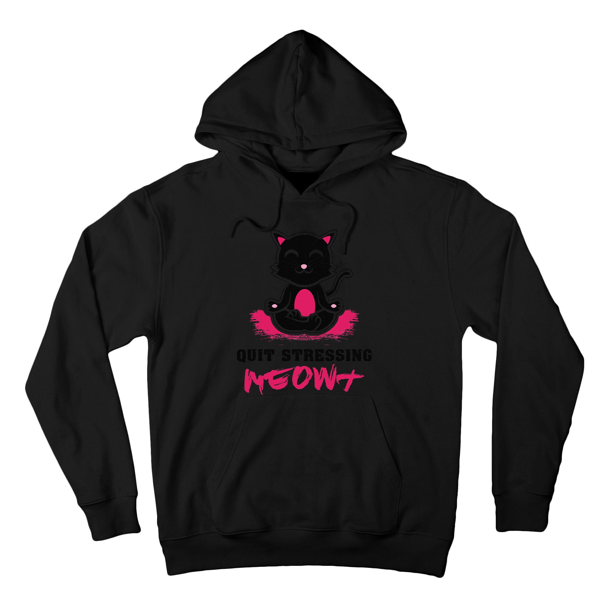 Quit Stressing Meowt Funny Meditation Lotus Seat Cat Yoga Tall Hoodie