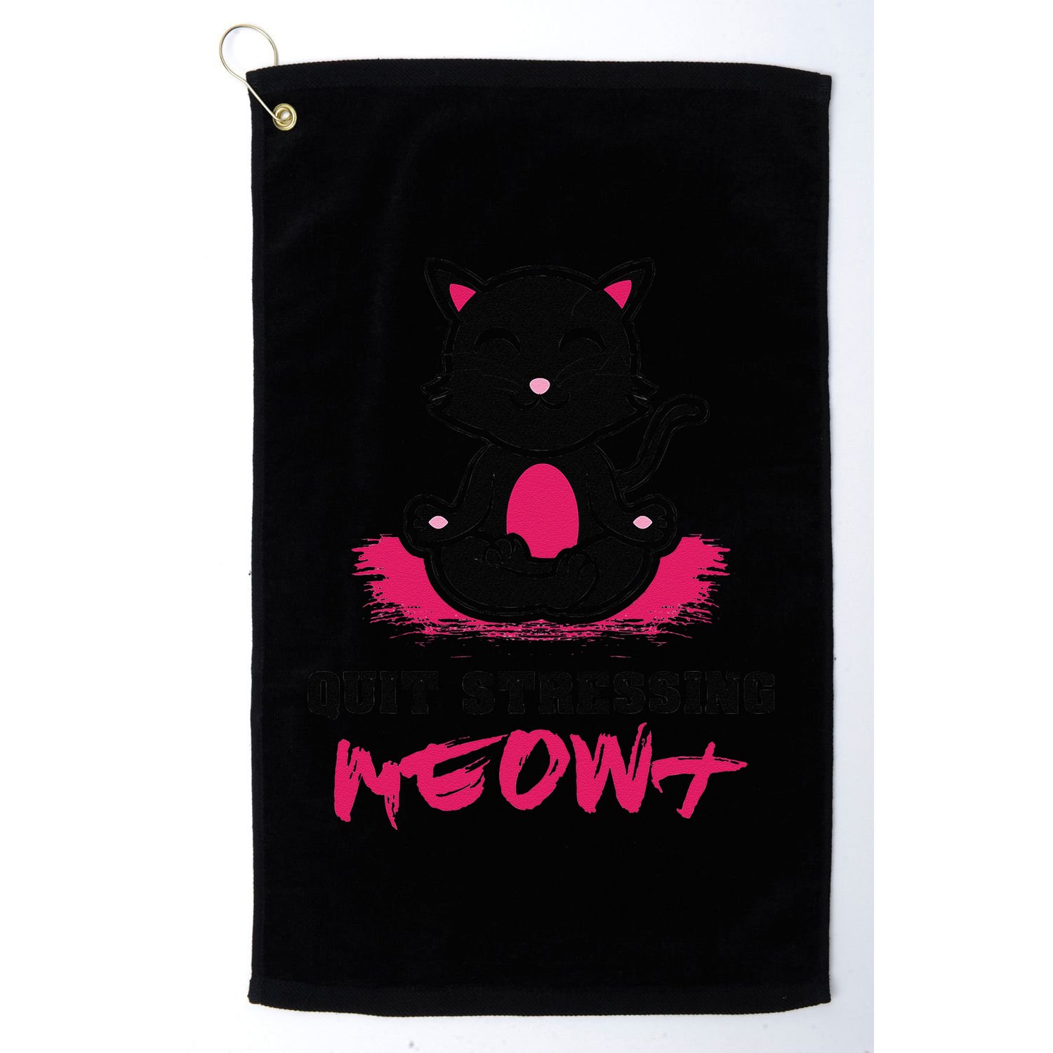 Quit Stressing Meowt Funny Meditation Lotus Seat Cat Yoga Golf Towel