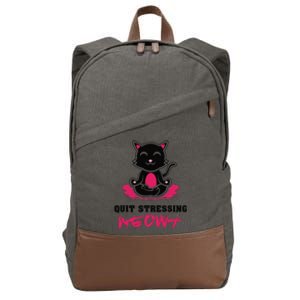 Quit Stressing Meowt Funny Meditation Lotus Seat Cat Yoga Cotton Canvas Backpack