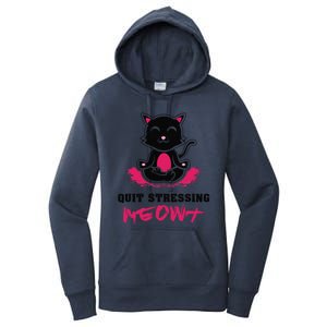 Quit Stressing Meowt Funny Meditation Lotus Seat Cat Yoga Women's Pullover Hoodie