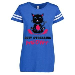 Quit Stressing Meowt Funny Meditation Lotus Seat Cat Yoga Enza Ladies Jersey Football T-Shirt