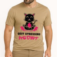 Quit Stressing Meowt Funny Meditation Lotus Seat Cat Yoga Cooling Performance Crew T-Shirt