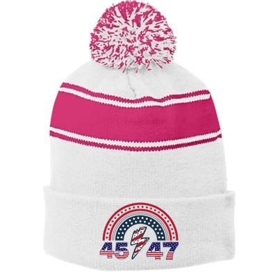 Qr Scan Me President Trump 4547 Trump Dancing Code Stripe Pom Pom Beanie