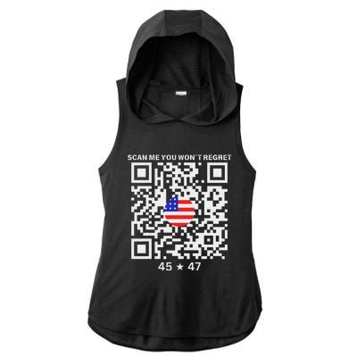 Qr Scan Me President Trump 4547 Trump Dancing Code Ladies PosiCharge Tri-Blend Wicking Draft Hoodie Tank