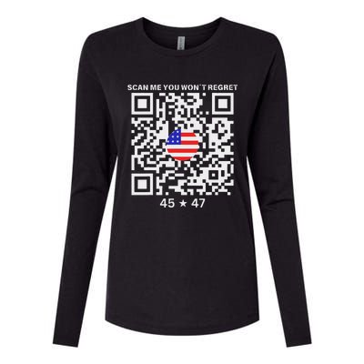 Qr Scan Me President Trump 4547 Trump Dancing Code Womens Cotton Relaxed Long Sleeve T-Shirt