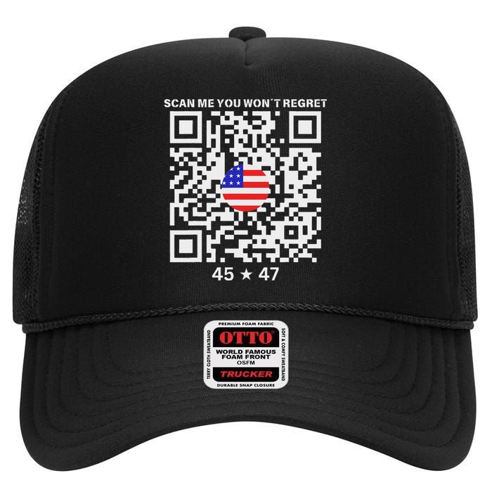 Qr Scan Me President Trump 4547 Trump Dancing Code High Crown Mesh Back Trucker Hat