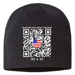 Qr Scan Me President Trump 4547 Trump Dancing Code Sustainable Beanie