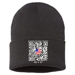 Qr Scan Me President Trump 4547 Trump Dancing Code Sustainable Knit Beanie