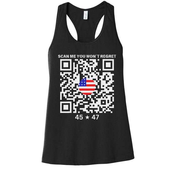 Qr Scan Me President Trump 4547 Trump Dancing Code Women's Racerback Tank