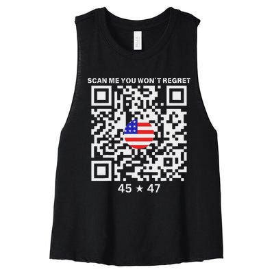 Qr Scan Me President Trump 4547 Trump Dancing Code Women's Racerback Cropped Tank