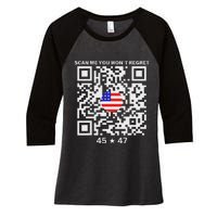 Qr Scan Me President Trump 4547 Trump Dancing Code Women's Tri-Blend 3/4-Sleeve Raglan Shirt