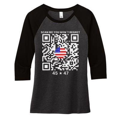 Qr Scan Me President Trump 4547 Trump Dancing Code Women's Tri-Blend 3/4-Sleeve Raglan Shirt