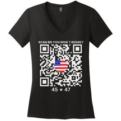 Qr Scan Me President Trump 4547 Trump Dancing Code Women's V-Neck T-Shirt