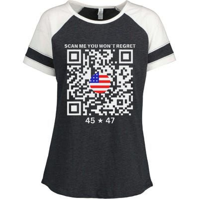 Qr Scan Me President Trump 4547 Trump Dancing Code Enza Ladies Jersey Colorblock Tee