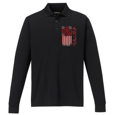 Qr Scan Me President Trump 4547 Performance Long Sleeve Polo