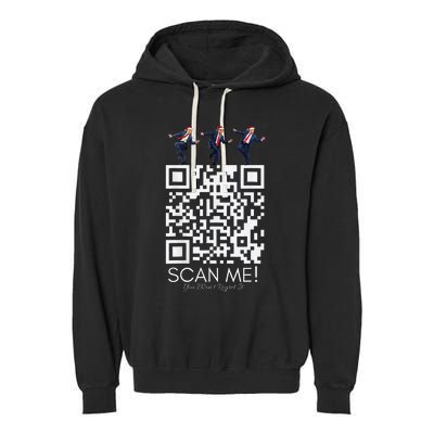 Qr Scan Me President Qr Trump Dancing Hat Garment-Dyed Fleece Hoodie