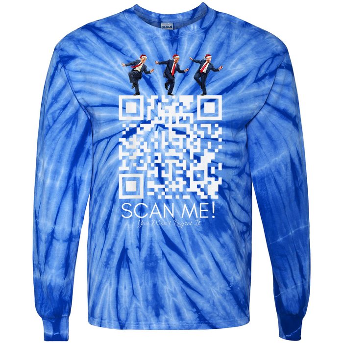 Qr Scan Me President Qr Trump Dancing Hat Tie-Dye Long Sleeve Shirt