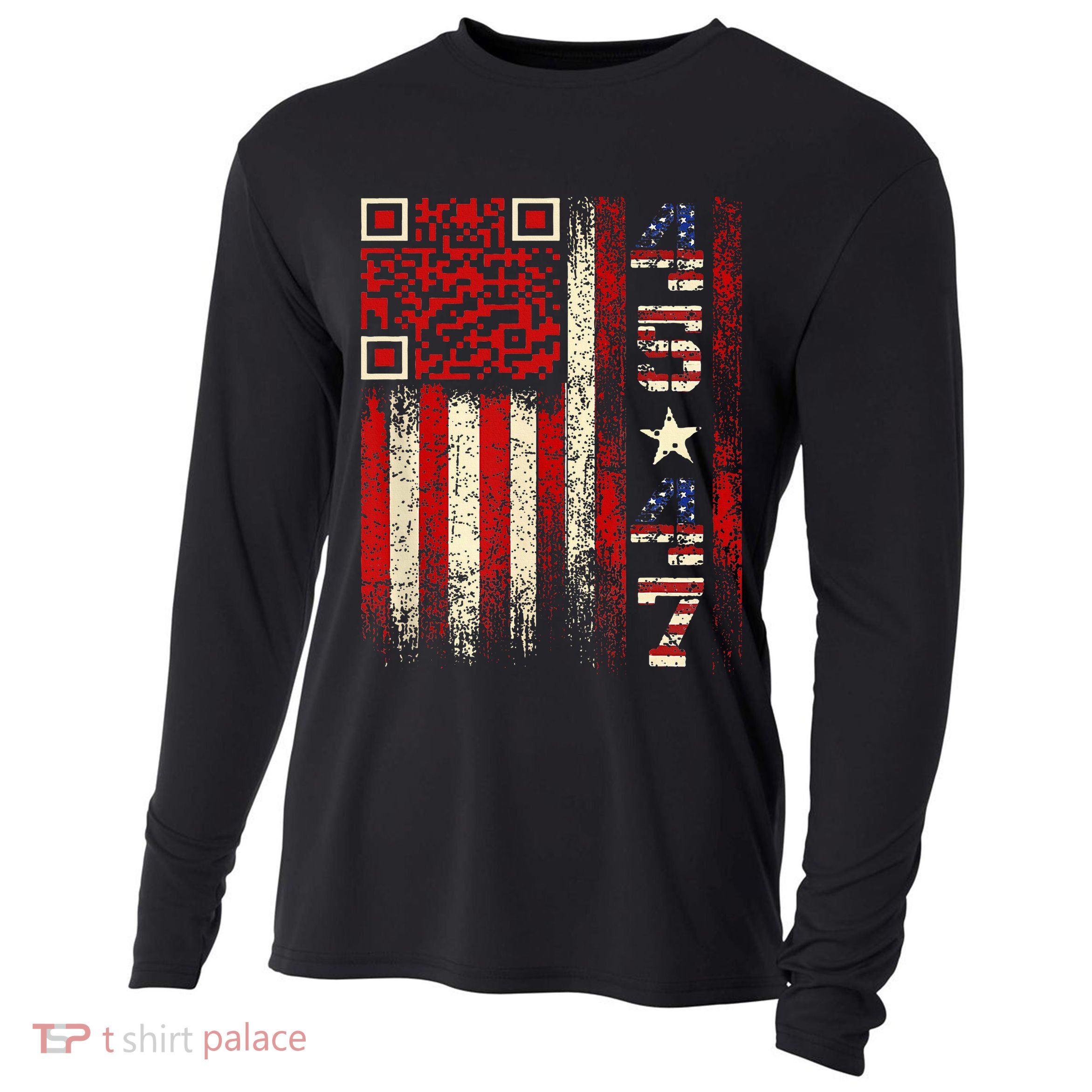 Qr Scan Me President Trump 4547 Trump Dancing Code Cooling Performance Long Sleeve Crew