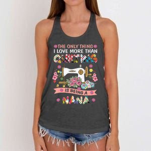 Quilting Sewing Quilt Nana Funny Sayings Women's Knotted Racerback Tank