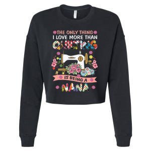 Quilting Sewing Quilt Nana Funny Sayings Cropped Pullover Crew