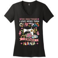 Quilting Sewing Quilt Nana Funny Sayings Women's V-Neck T-Shirt