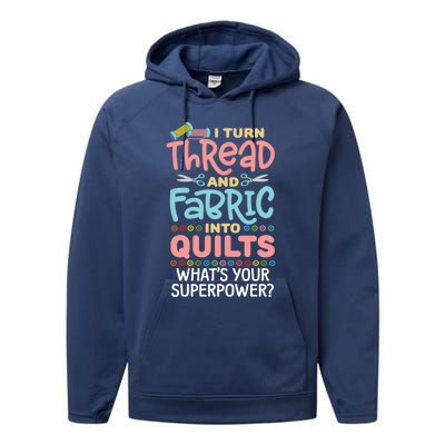 Quilting Saying Seamstress Quote Quilter Sewing Themed Gift Performance Fleece Hoodie