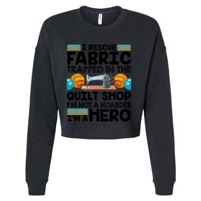 Quilt Shop Sewing Machine Quilting Stitching Quilters Fabric Gift Cropped Pullover Crew