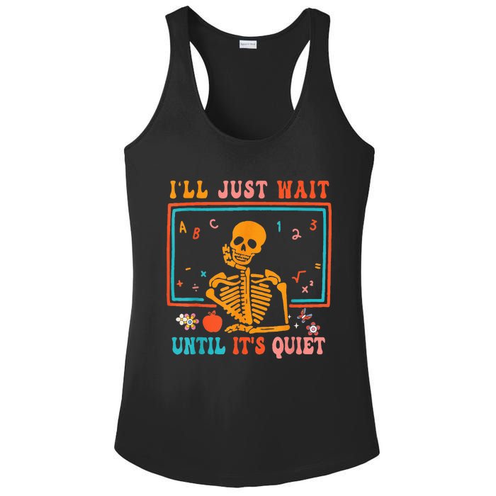 Quiet Skeleton Teacher Halloween Costume Ladies PosiCharge Competitor Racerback Tank