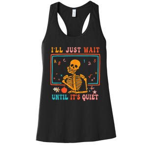 Quiet Skeleton Teacher Halloween Costume Women's Racerback Tank