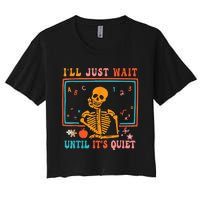 Quiet Skeleton Teacher Halloween Costume Women's Crop Top Tee