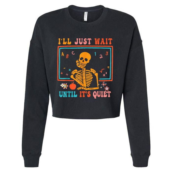 Quiet Skeleton Teacher Halloween Costume Cropped Pullover Crew