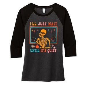 Quiet Skeleton Teacher Halloween Costume Women's Tri-Blend 3/4-Sleeve Raglan Shirt