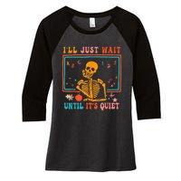 Quiet Skeleton Teacher Halloween Costume Women's Tri-Blend 3/4-Sleeve Raglan Shirt