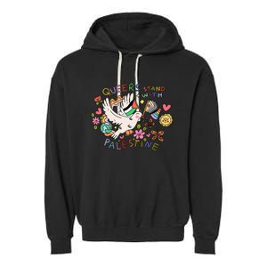 Queers Stand With Palestine Garment-Dyed Fleece Hoodie