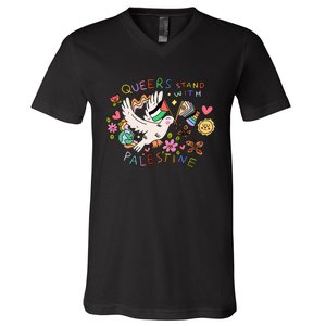 Queers Stand With Palestine V-Neck T-Shirt