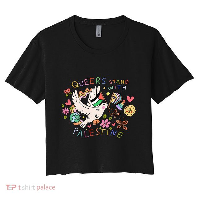 Queers Stand With Palestine Women's Crop Top Tee