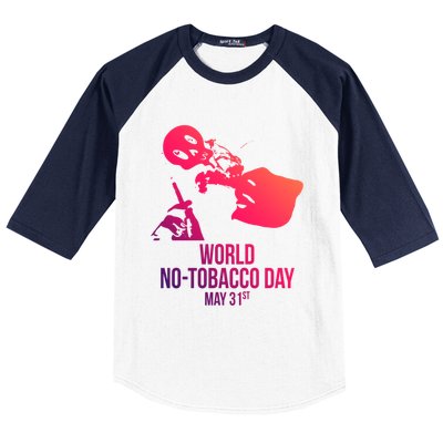 Quit Smoking World Nogifttobacco Day May 3 Skull Smoking Funny Gift Baseball Sleeve Shirt