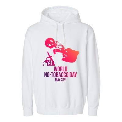 Quit Smoking World Nogifttobacco Day May 3 Skull Smoking Funny Gift Garment-Dyed Fleece Hoodie