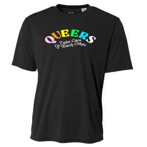 Queers Take Cares Of Each Others LGBT Pride Gay Lesbian Cooling Performance Crew T-Shirt