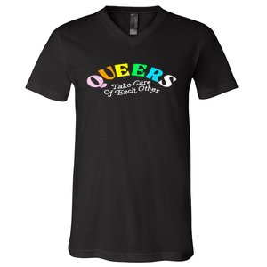 Queers Take Cares Of Each Others LGBT Pride Gay Lesbian V-Neck T-Shirt